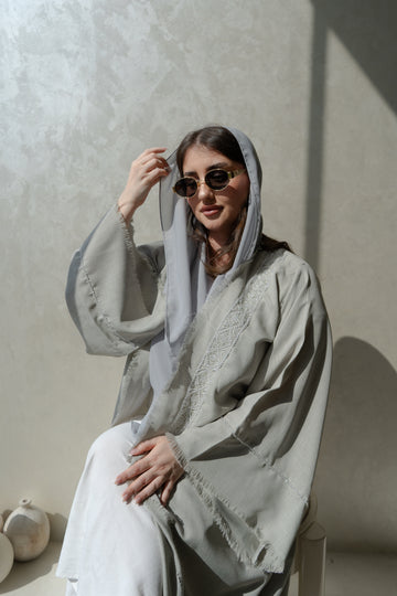Embellished Linen Collection - Light Grey