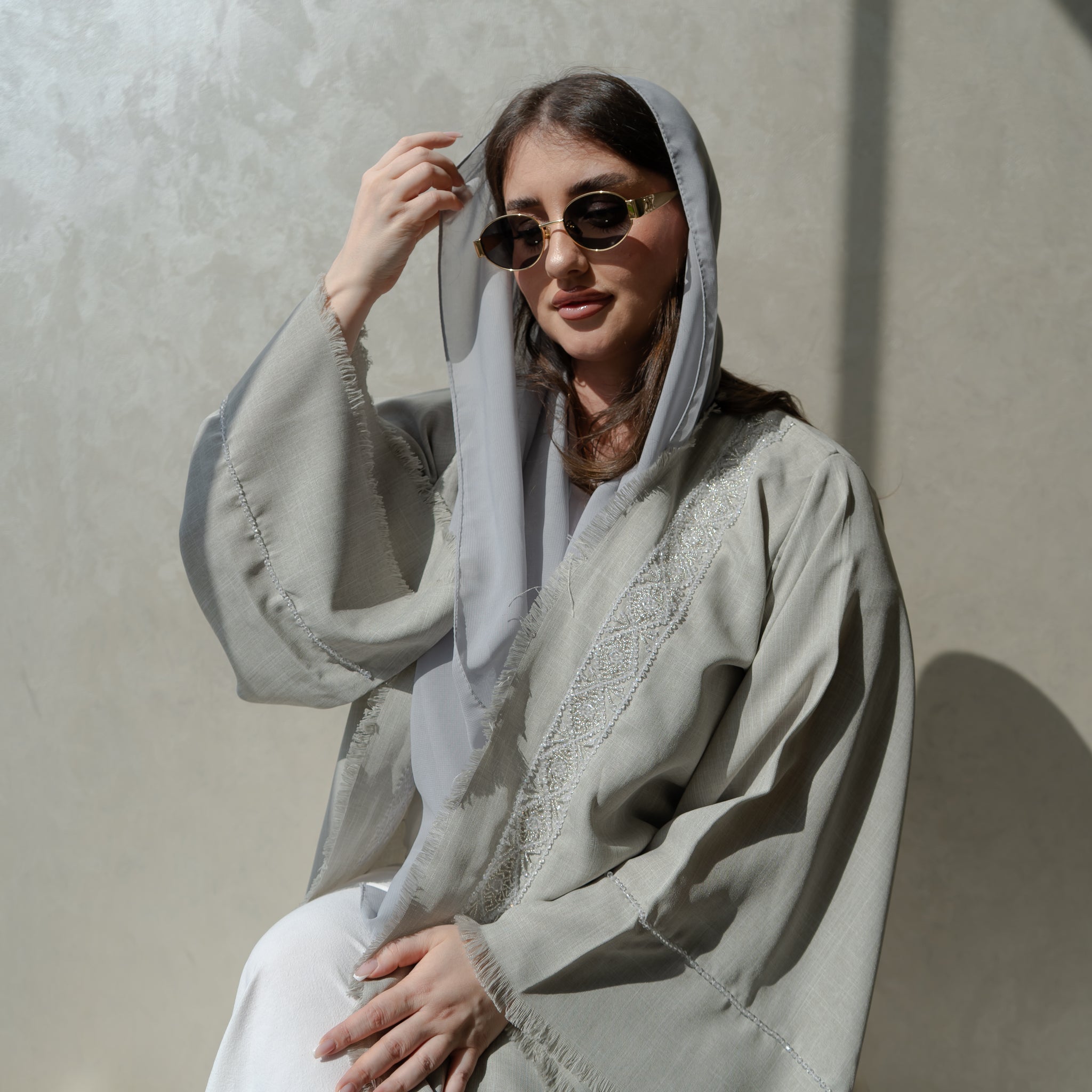 Embellished Linen Collection - Light Grey